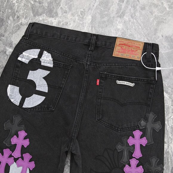 Chrome Heart Leather Patch Jeans - Picture 7 of 11